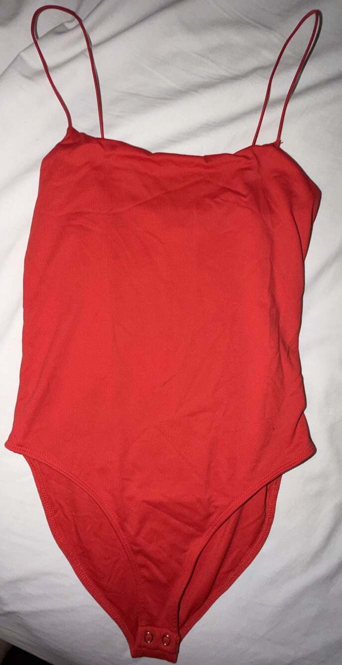 Forever 21 Red Cami Strap Bodysuit Size S
